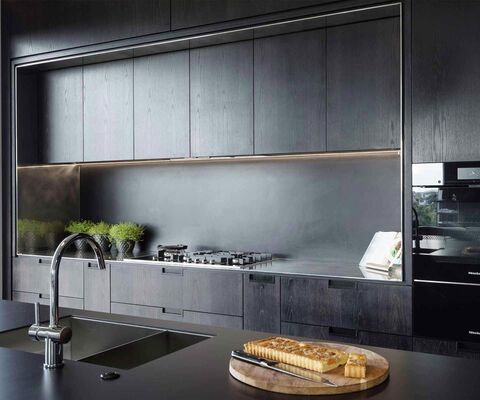 beautiful modular kitchen in black colour by design indian kitchen