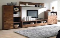 pure wooden veneered tv unit made by the design indian kitchen team in gurgaon