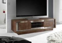 designer wooden tv unit cabinet box with silver laminates and steel grey backpanel in gurgaon and delhi